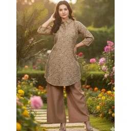 indi inside Brown Printed Tunic Set-picture-25