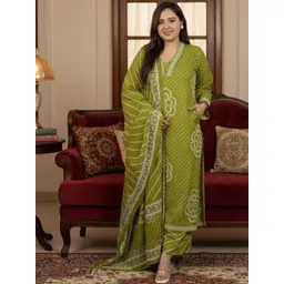 Indi INSIDE Women Ethnic Motifs Printed Regular Pure Cotton Kurta with Trousers & With Dupatta-picture-29