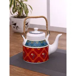 india circus by krsnaa mehta India Circus Floral Printed Fine Ceramic Desi Kettle with Lid - 1 Pc- 1000 ml-picture-41