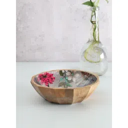 India Circus by Krsnaa Mehta March Of The Blossoms Floral Multicolor Mango Wood Bowl - (1000 ml)-picture-26