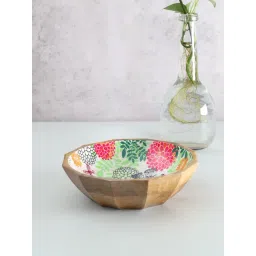 India Circus by Krsnaa Mehta Monarch's Cadence Floral Multicolor Mango Wood Bowl - (1000 ml)-picture-25