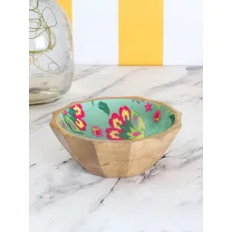 India Circus by Krsnaa Mehta Neon Cyanic Pop Burst Floral Multicolor Mango Wood Bowl - (250 ml)-picture-16