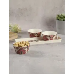 India Circus by Krsnaa Mehta Red Bamboo Fibre Mystifying Dazzle Bowl & Tray Set-picture-33