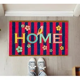 India Circus by Krsnaa Mehta Striped Florals Natural Coconut Coir Printed Doormat for Home Entrance with Non-Slip, Anti Skid PVC Backing for Outdoor and Indoor Use | 29 x 17 inch (Multicolor)-picture-20