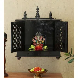 india home wood Brown Sheesham Wood Wall Mounted Mandir With Door-picture-38