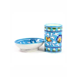 INDIA MEETS INDIA Blue 2 pieces Printed Ceramic Bath Accessories Set-picture-25