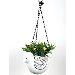 INDIA MEETS INDIA White Bird Shaped Hanging Planter-picture-27