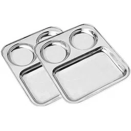 india pride Lunch/Dinner Plate / Bhojan Thali 3 in 1 Compartments Plate Pack of 2 Sectioned Plate-picture-33