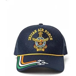 Indian Air Force Navy Blue Baseball Cap, Military Embroidered Logo, Mesh Fabric, Tricolor Stripe Design, Sports Outdoor Hat-picture-14