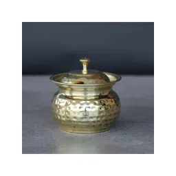 Indian Bartan Gold Brass Hammered Ghee Pot (250ml)-picture-26