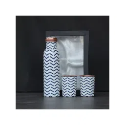 Indian Bartan White Copper Printed Bottle With 2-Piece Glasses (700ml)-picture-38