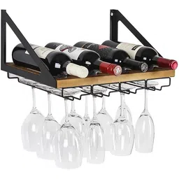 indian decor 26255 Rustic Wood Wall Mount Iron Glass Holder-picture-21