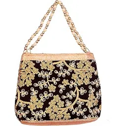 Indian Handicraft Silk Women's/Girls Ethnic Rajasthani Potli Bag-01, Black-picture-18