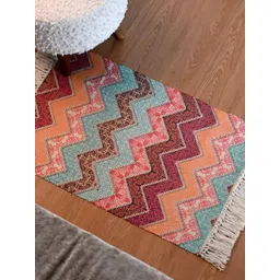 INDIAN HOME FAB Red & Orange Cotton Anti-Skid Vinatge Printed Floor Mats & Dhurries-picture-41