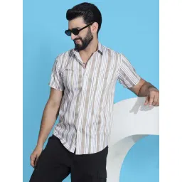 Indian Needle Beige Regular Fit Striped Shirt-picture-35