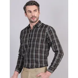 Indian Needle Black Cotton Regular Fit Checks Shirt-picture-28