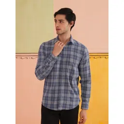 Indian Needle Blue Cotton Regular fit Checks Shirt-picture-30