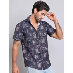 Indian Needle Blue Cotton Regular fit Printed Shirt-picture-47