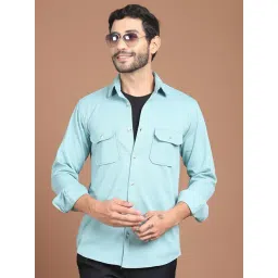 Indian Needle Blue Cotton Regular Fit Shirt-picture-39