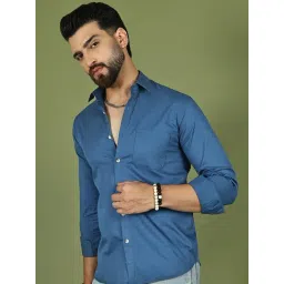 Indian Needle Blue Cotton Regular Fit Solid Casual Shirt-picture-37