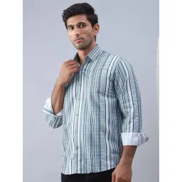 Indian Needle Blue Regular Fit Striped Shirt-picture-24