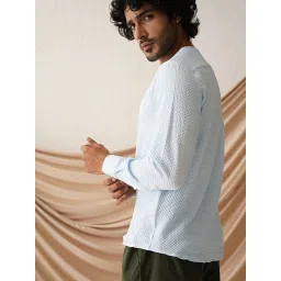 Indian Needle Blue Regular Fit Texture Shirt image 4