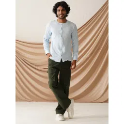 Indian Needle Blue Regular Fit Texture Shirt image 5