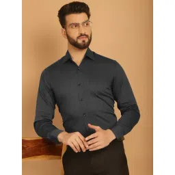 Indian Needle Charcoal Cotton Regular Fit Self Pattern Shirt-picture-39