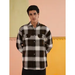 Indian Needle Coffee Cotton Regular fit Checks Shirt-image-11