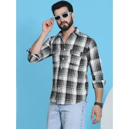 Indian Needle Dark Olive Regular Fit Check Shirt-picture-21