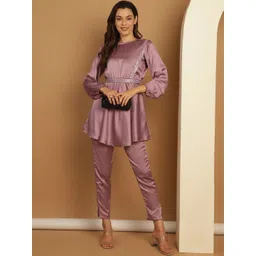 Indian Needle Embroidered A-line Top and Trouser With Belt-picture-28