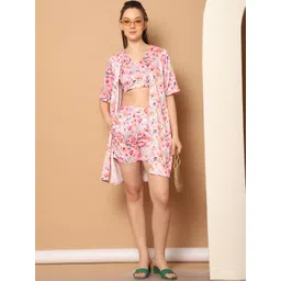Indian Needle Floral Printed V-Neck Crop Top With Shorts And Shrug-picture-20