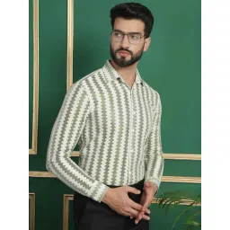 Indian Needle Green Cotton Regular Fit Self Pattern Shirt-picture-21