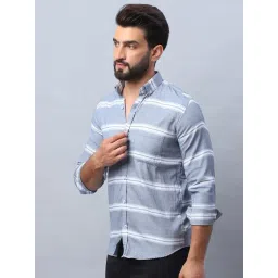 Indian Needle Grey Regular Fit Striped Shirt-picture-10