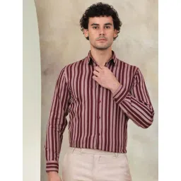 Indian Needle Maroon Ragular Fit Striped Shirt-picture-46
