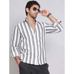 Indian Needle Men Classic Opaque Striped Casual Shirt-picture-27
