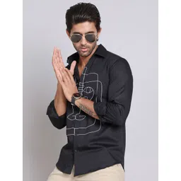 Indian Needle Men Classic Spread Collar Abstract Printed Cotton Casual Shirt-picture-32