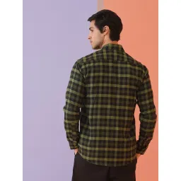 Indian Needle Olive Cotton Regular fit Checks Shirt image 2