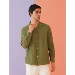 Indian Needle Olive Cotton Regular fit Shirt-picture-15