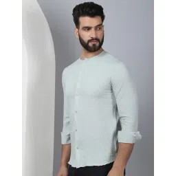 Indian Needle Pista Green Regular Fit Self Pattern Shirt-picture-34