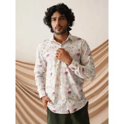 Indian Needle White Regular Fit Printed Shirt-picture-24