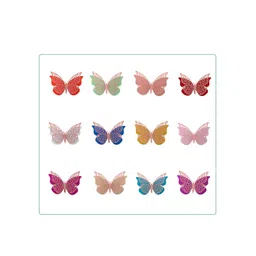 INDIAN ROYALS 12 Pcs Pink & Red 3D Glitter Butterfly Wall Stickers-picture-17