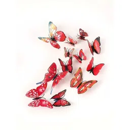 INDIAN ROYALS 12-Pcs Red & Black 3D Magnet Butterfly Wall Sticker-picture-16
