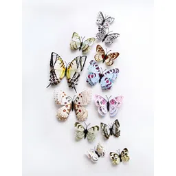 INDIAN ROYALS 12Pcs Black & Blue Printed Waterproof 3D Butterfly Wall Stickers-picture-30