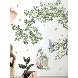 INDIAN ROYALS 2Pcs White & Green Tree Wall Decal Yucca Flower Printed Waterproof Wallpaper-picture-25