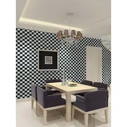 INDIAN ROYALS Black & White PrintedCheckered Waterproof Wallpaper-picture-16