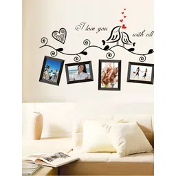INDIAN ROYALS Black Printed Waterproof Love Birds Photo Frame Art Design Wall Sticker-picture-13