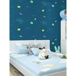 INDIAN ROYALS Blue & Green Space Printed Self-Adhesive & Durable Wall Sticker-picture-35