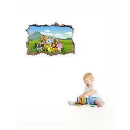 INDIAN ROYALS Blue & Grey Cartoon Animal Printed Self-Adhesive & Durable Wall Sticker-picture-37