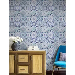 INDIAN ROYALS Blue & White Mosaic Tile Design Self-Adhesive Wallpaper-picture-33